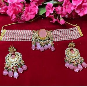 Elegant Pink and Gold Jewelry Set brand new